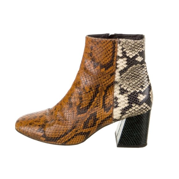 Freda Salvador Snakeskin Ankle Boots - Brown and Black - Picture 7 of 11